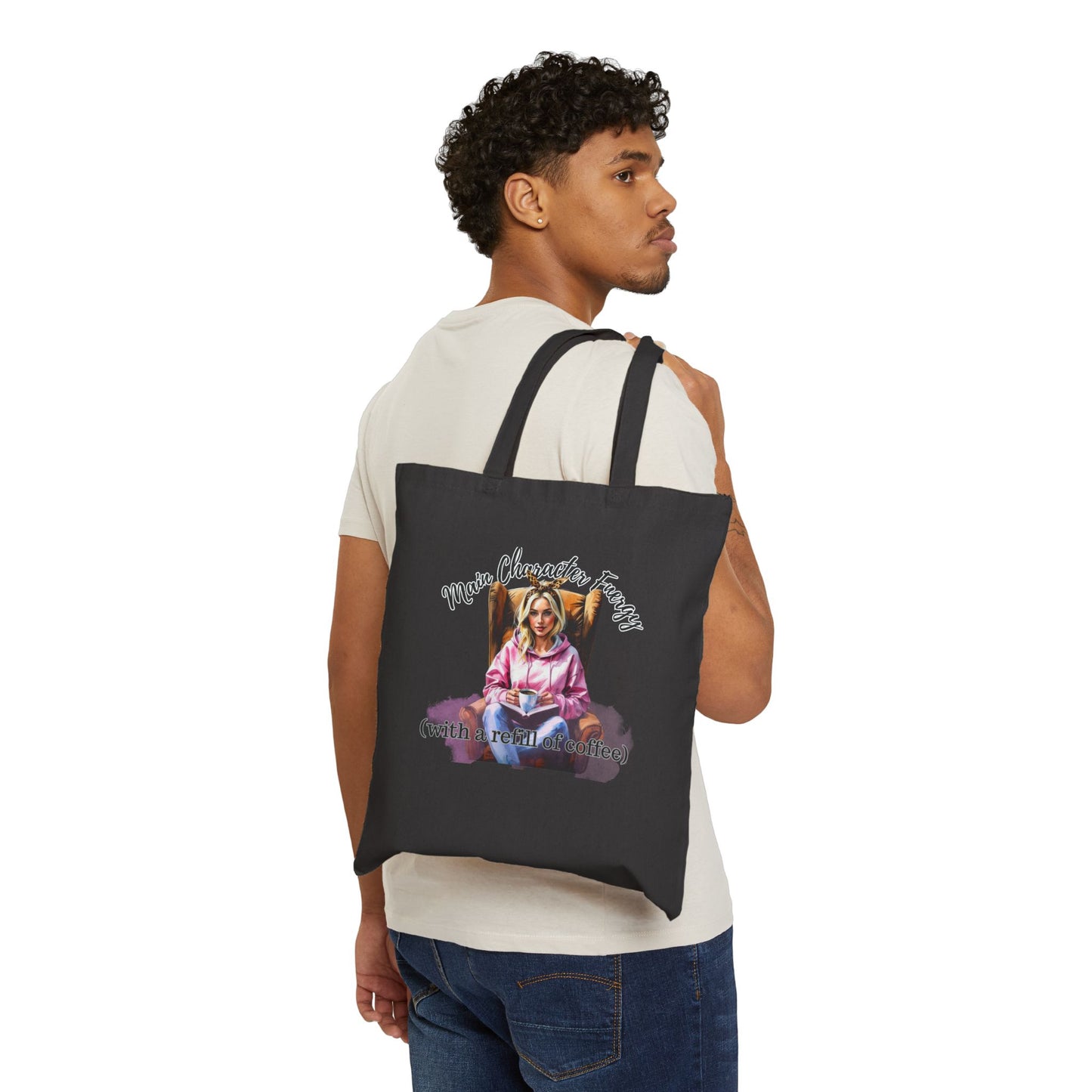 Main Character Energy Tote Bag | Bookish Coffee Lover Bag for Readers & Writers