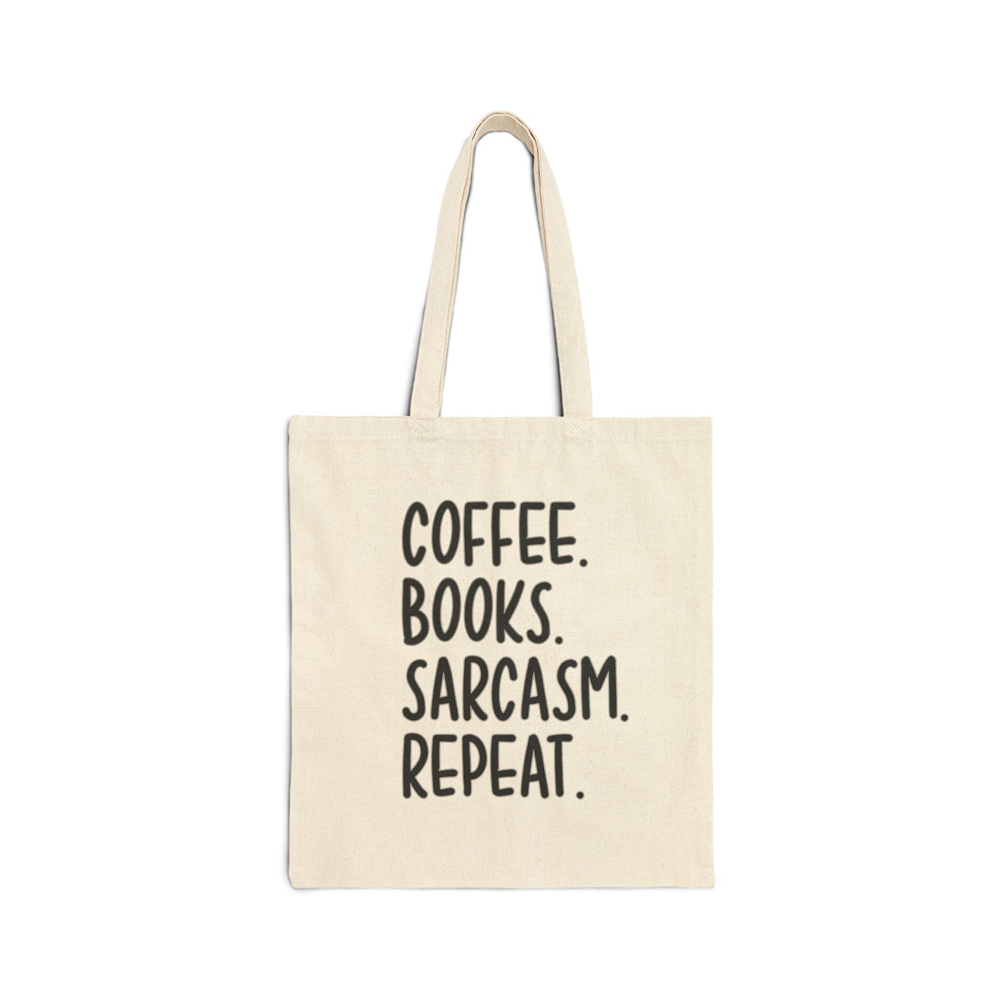 Coffee Books Sarcasm Repeat Tote Bag, Eco-Friendly Tote, Gift for Book Lovers, Funny Grocery Bag, Casual Canvas Carryall