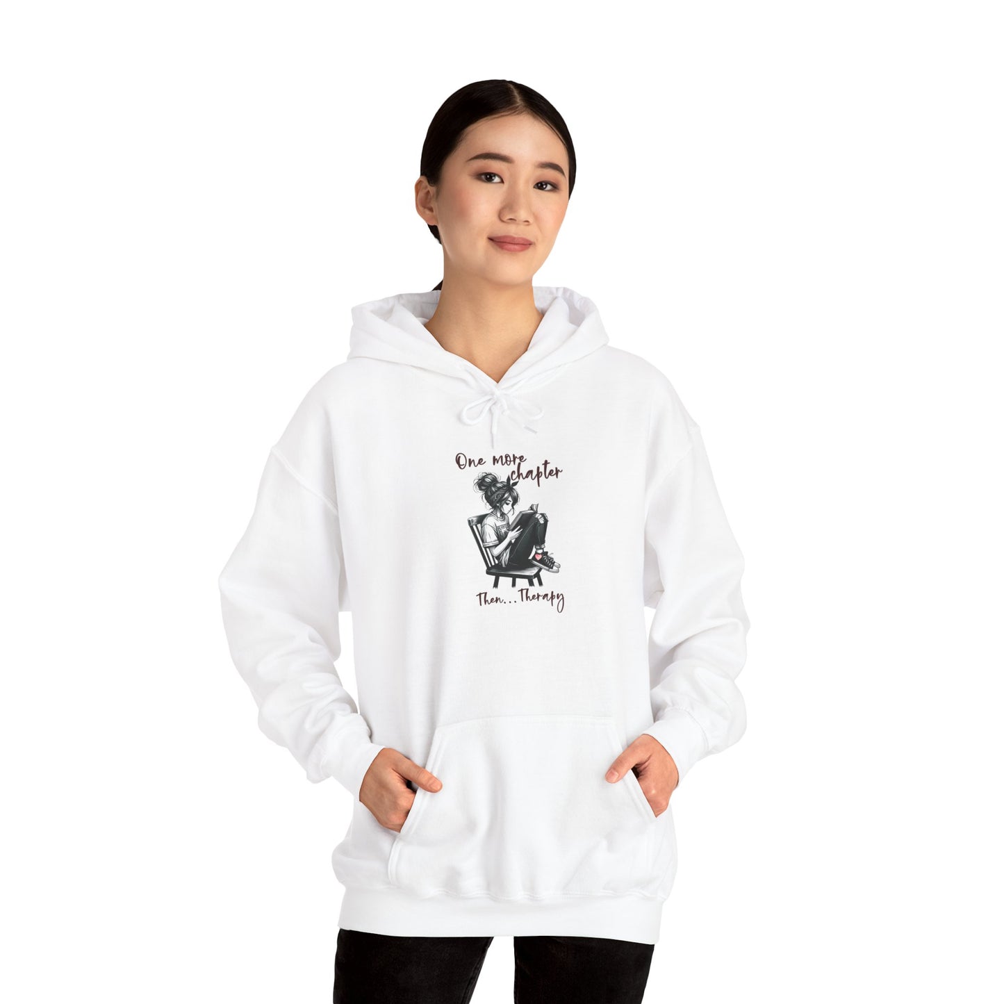 One More Chapter Then Therapy Hoodie – Book Lover Sweatshirt | Sarcastic Reading Gift | Cozy Mental Health Humor Hoodie