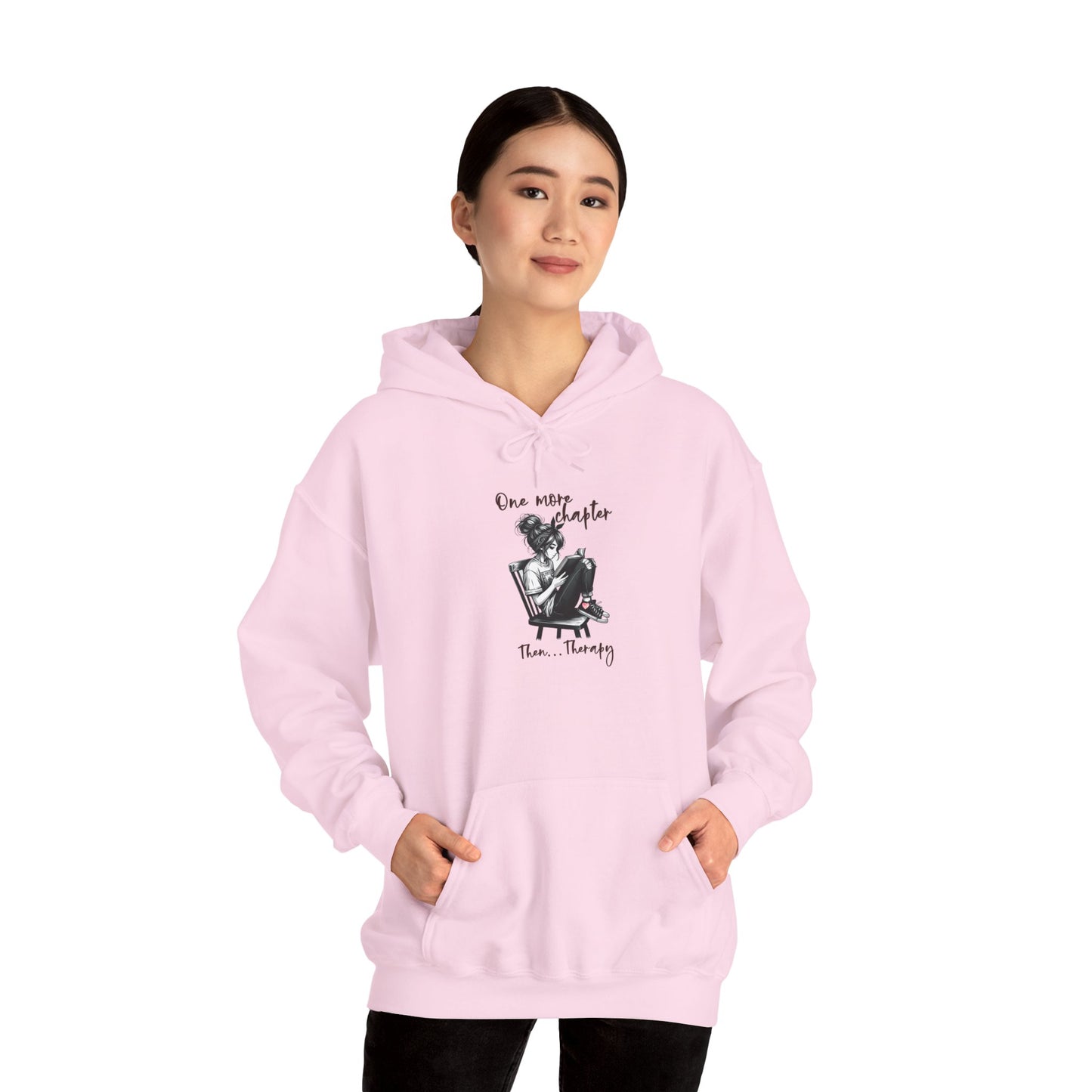 One More Chapter Then Therapy Hoodie – Book Lover Sweatshirt | Sarcastic Reading Gift | Cozy Mental Health Humor Hoodie