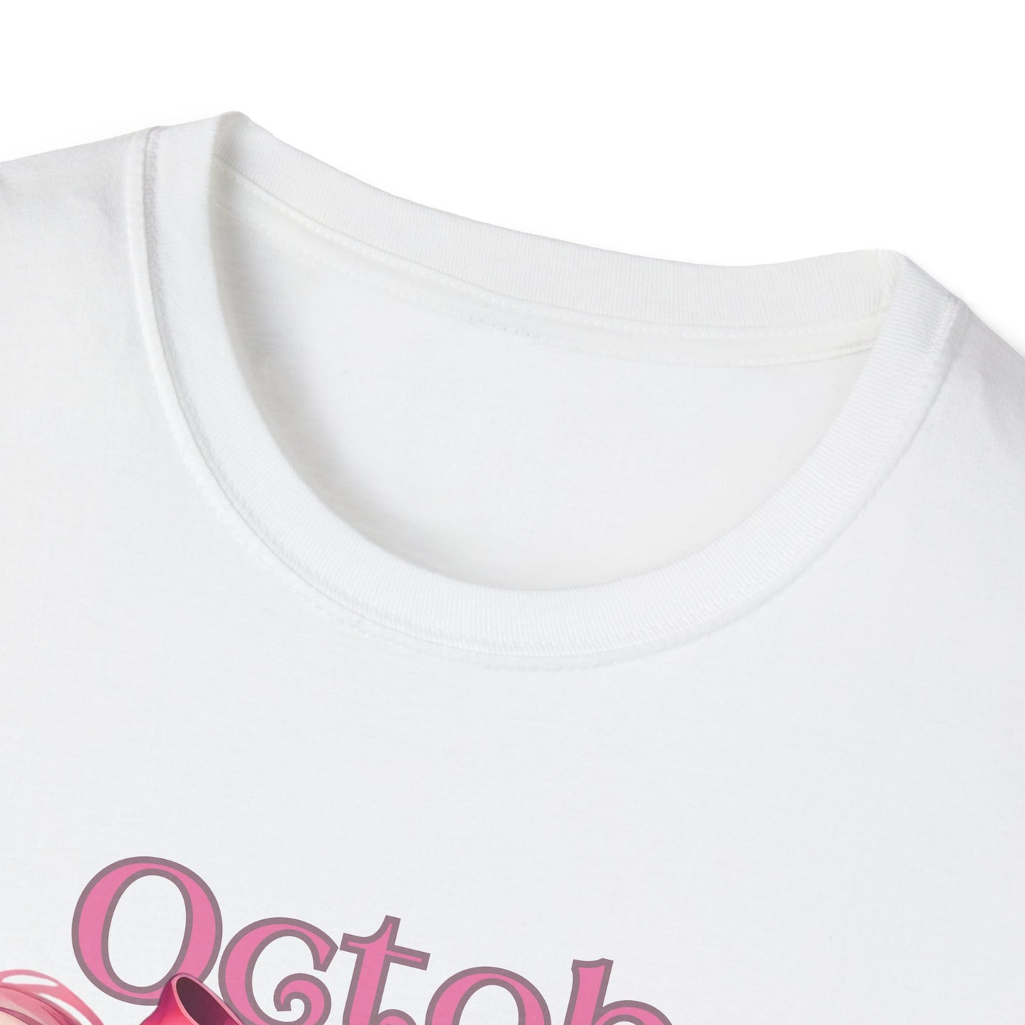 In October We Wear Pink T-Shirt | Unisex Breast Cancer Awareness Tee with Sugar Skull & Pink Ribbon Design