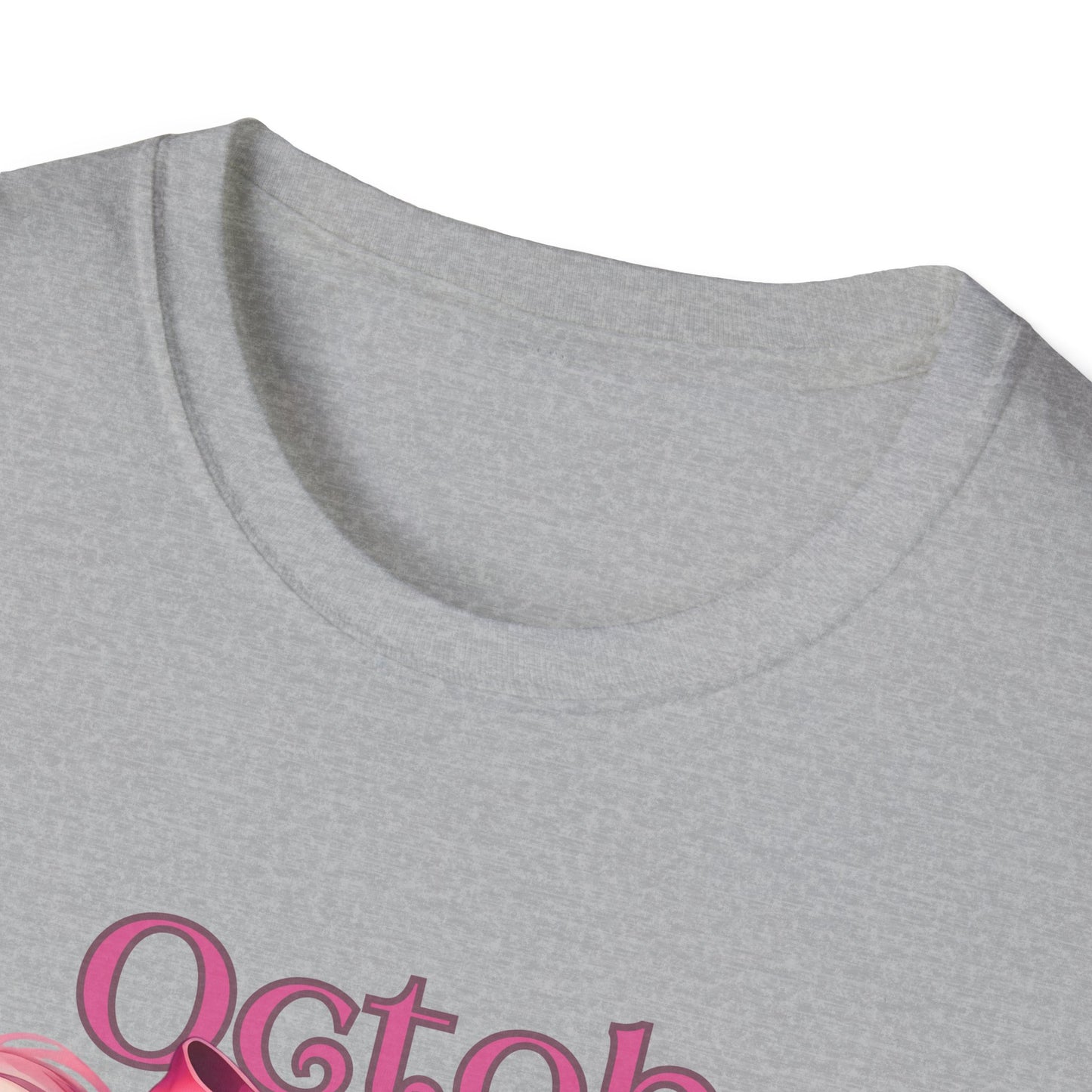 In October We Wear Pink T-Shirt | Unisex Breast Cancer Awareness Tee with Sugar Skull & Pink Ribbon Design