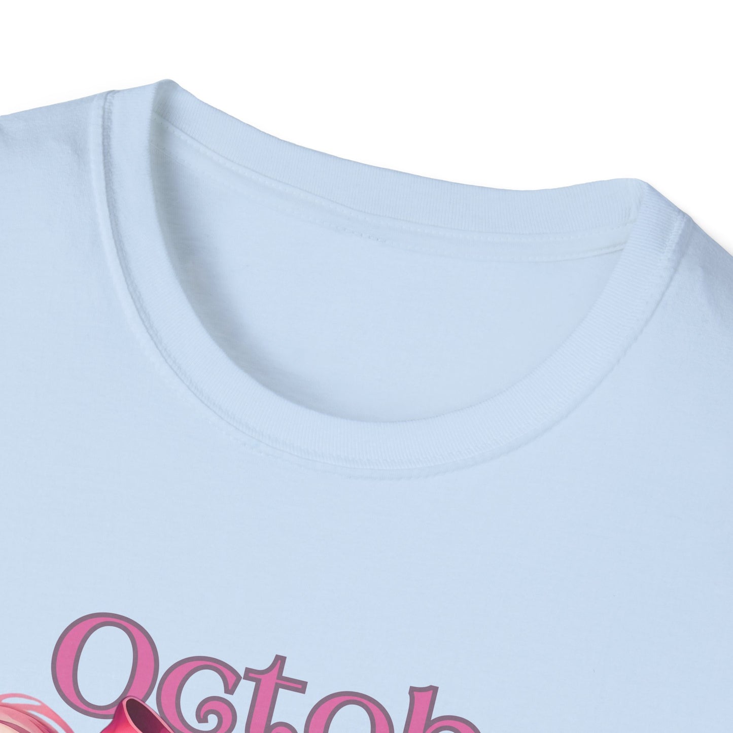 In October We Wear Pink T-Shirt | Unisex Breast Cancer Awareness Tee with Sugar Skull & Pink Ribbon Design