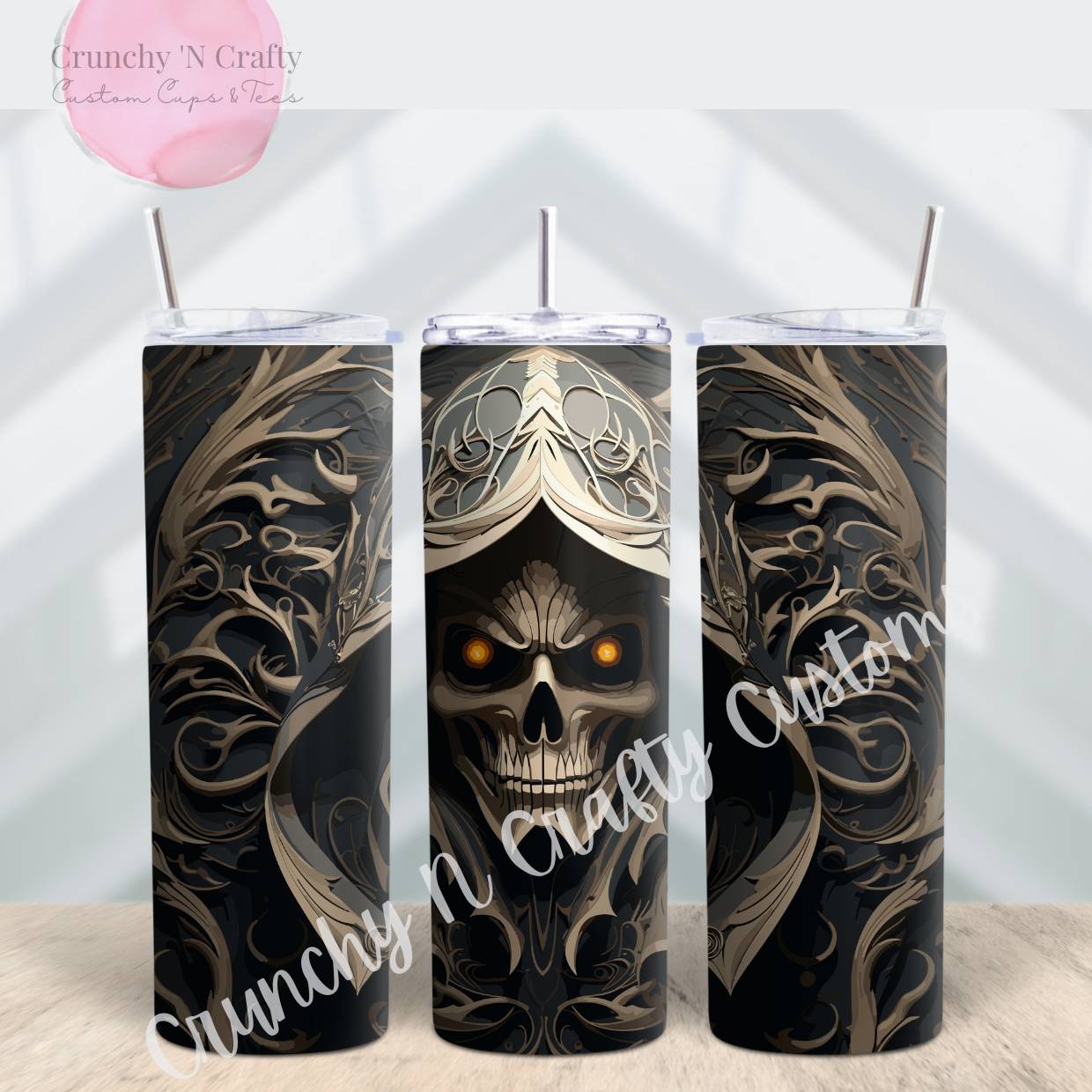 3D Reaper Skull 20 ounce tumbler