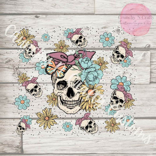 Skulls and flowers tumbler cup