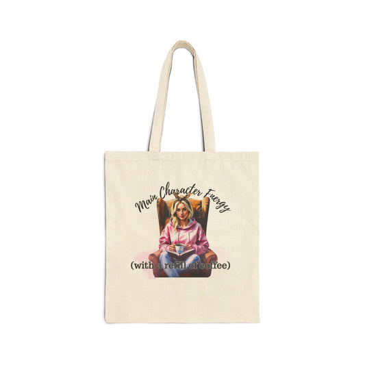 Main Character Energy Tote Bag | Bookish Coffee Lover Bag for Readers & Writers