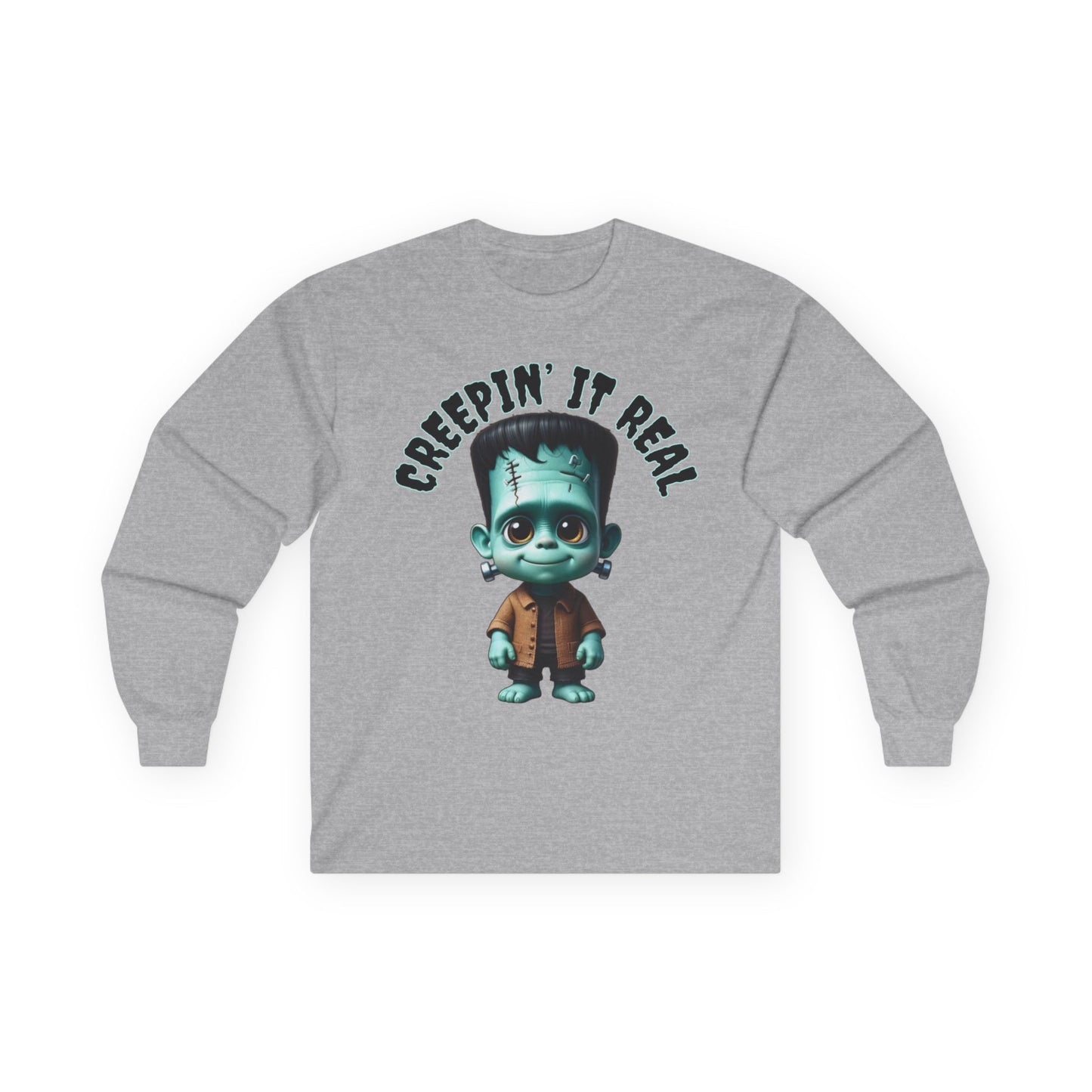 Creepin’ It Real Frankenstein Long Sleeve Shirt – Cute Funny Halloween Graphic Tee