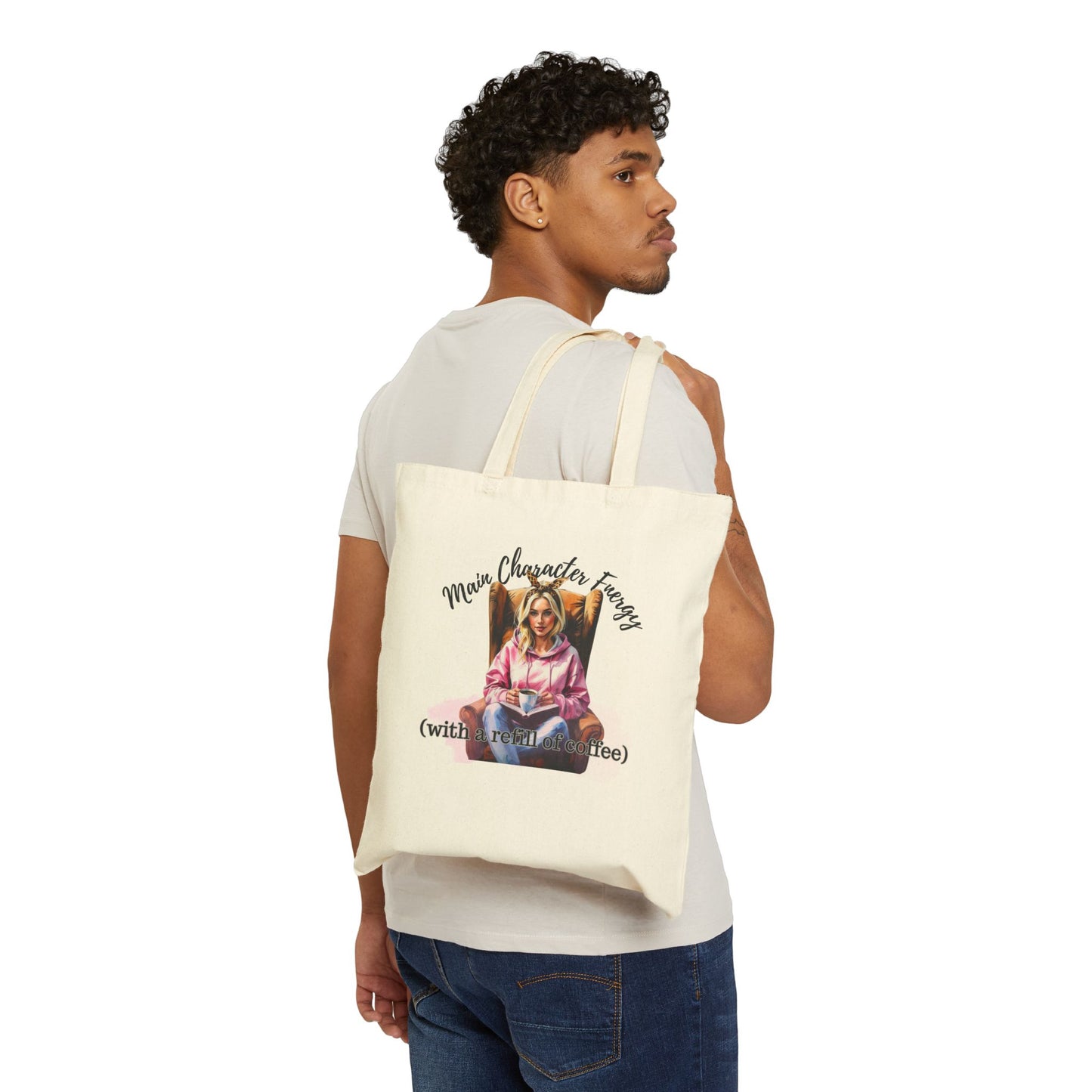 Main Character Energy Tote Bag | Bookish Coffee Lover Bag for Readers & Writers