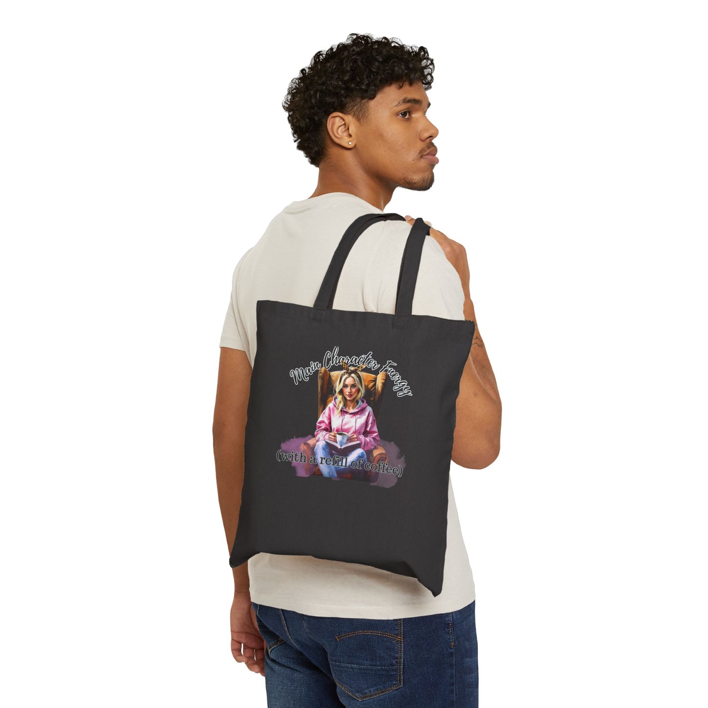 Main Character Energy Tote Bag | Bookish Coffee Lover Bag for Readers & Writers