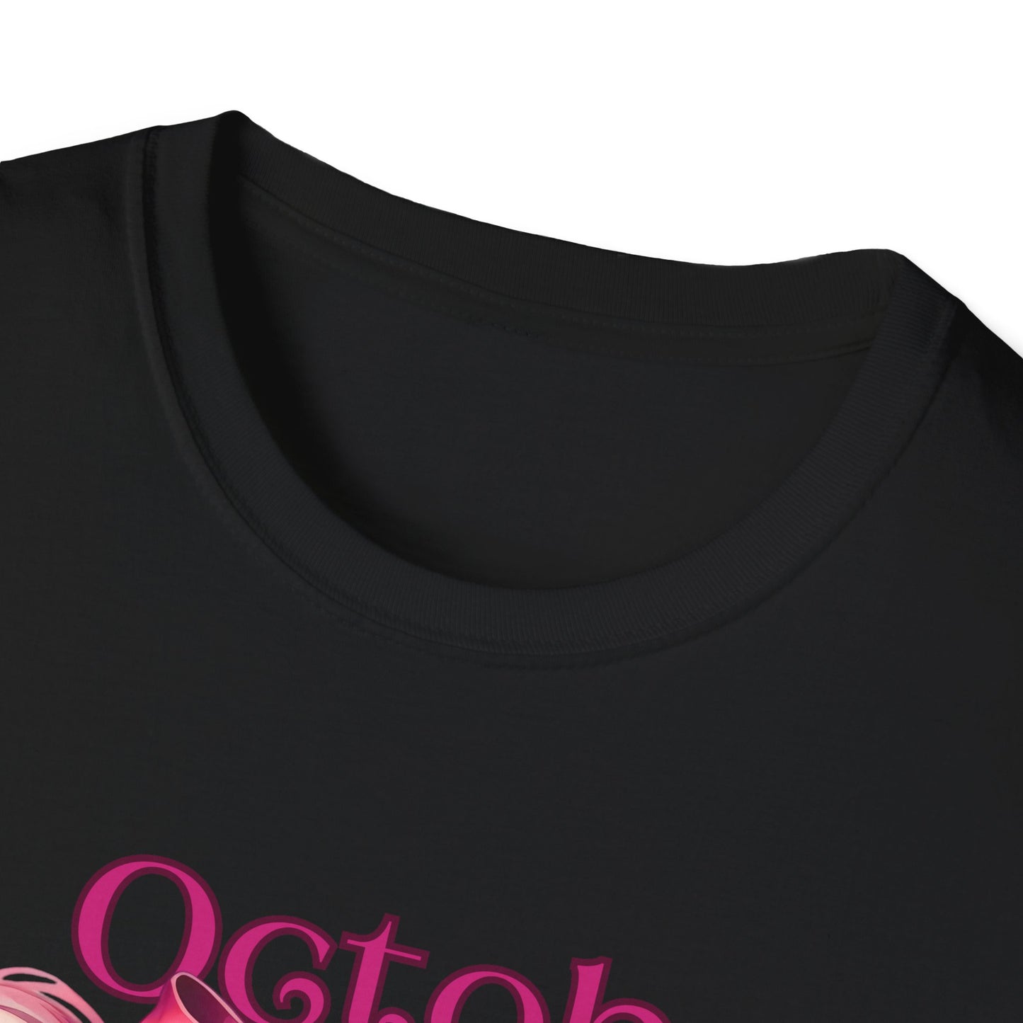 In October We Wear Pink T-Shirt | Unisex Breast Cancer Awareness Tee with Sugar Skull & Pink Ribbon Design