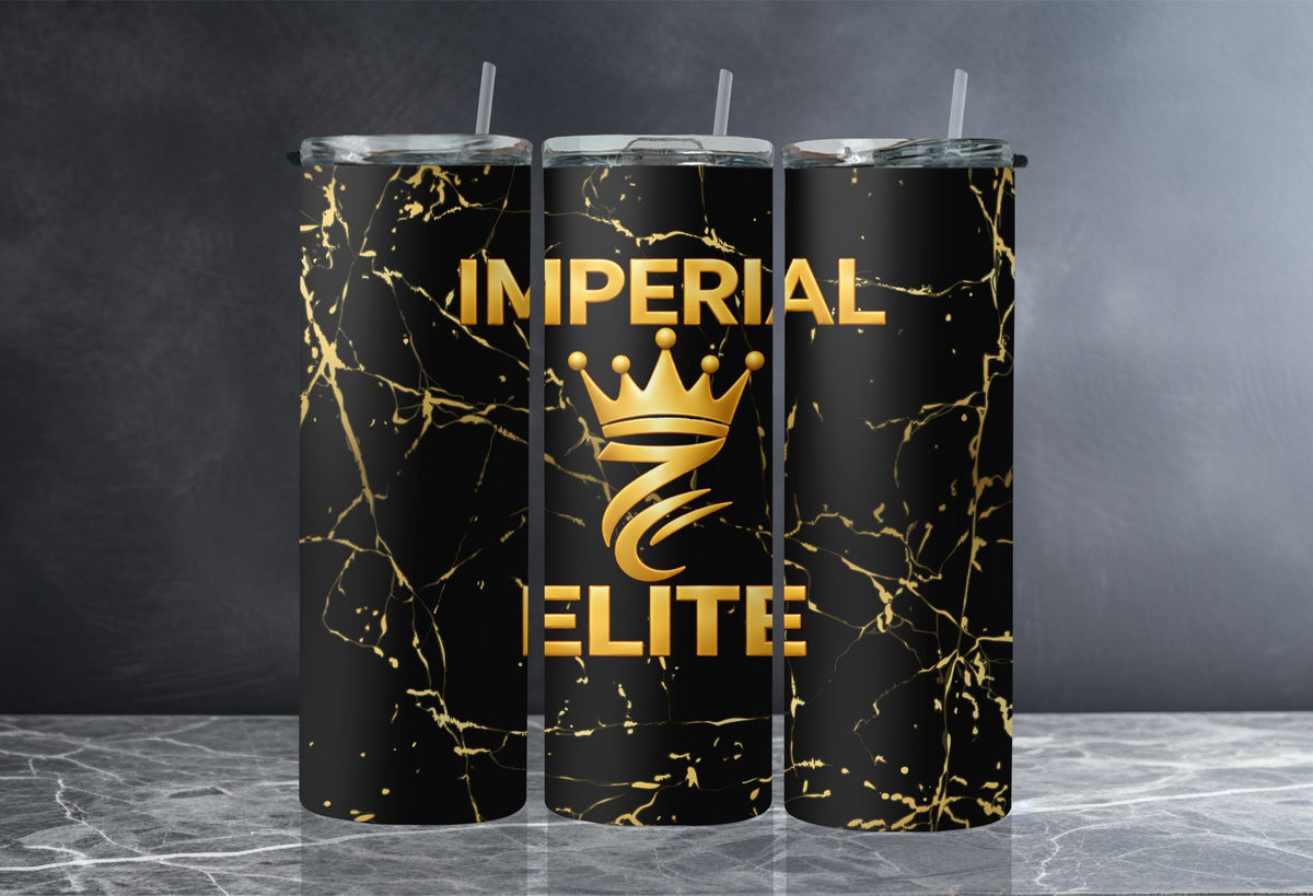 Imperial Elite Black Marble Tumbler – 20 oz