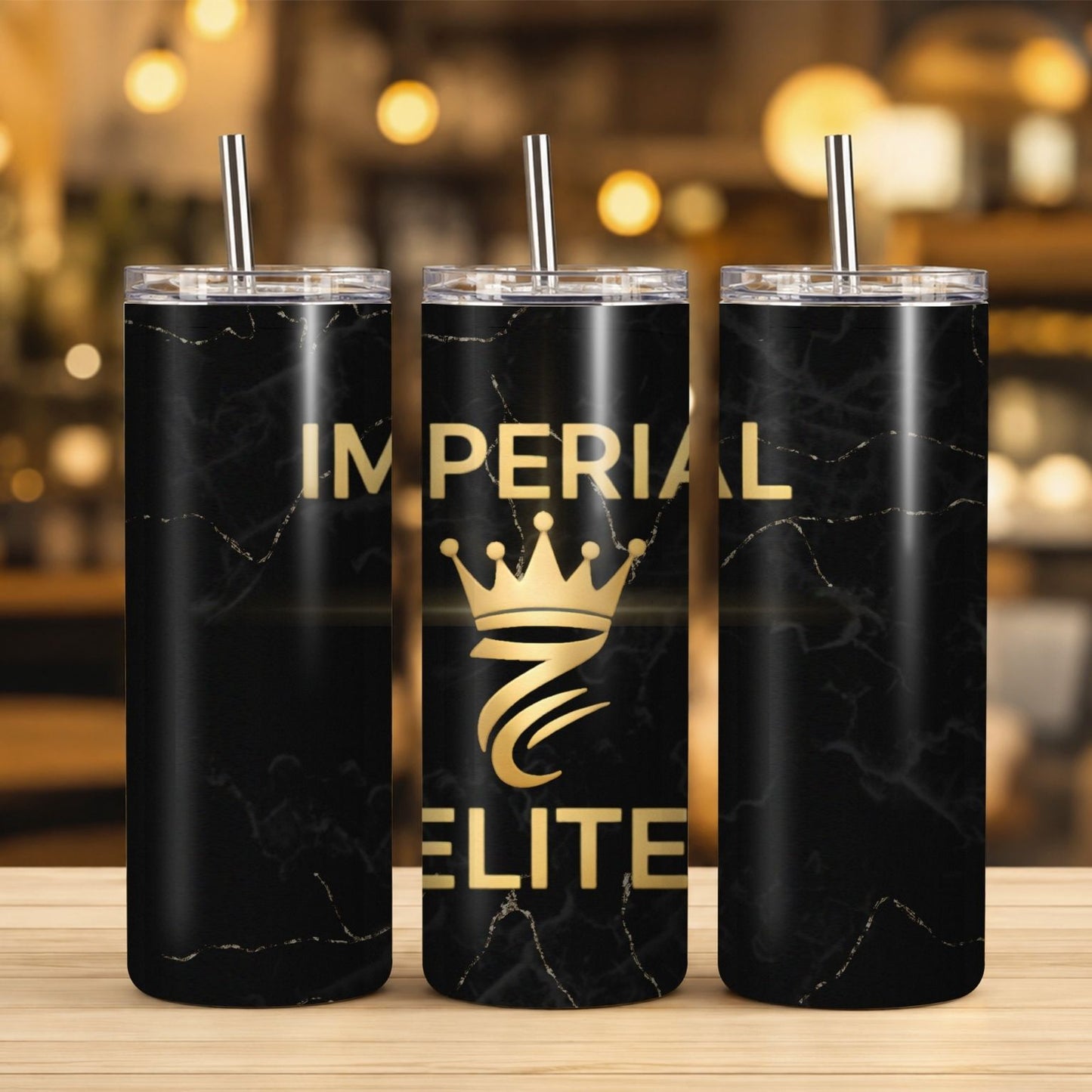 Imperial Elite Black Marble Tumbler – 20 oz