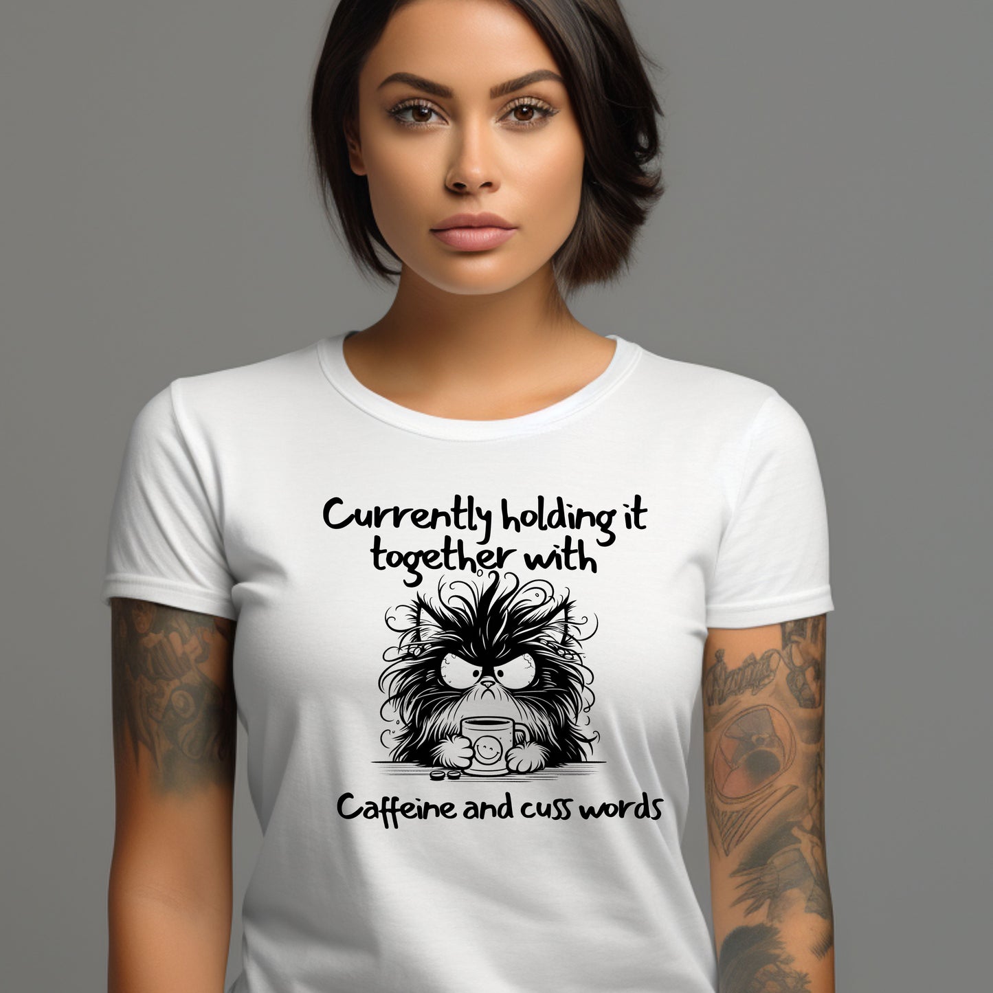 Caffeine and Cuss Words Unisex T-Shirt | Funny Graphic Tee for Coffee Lovers