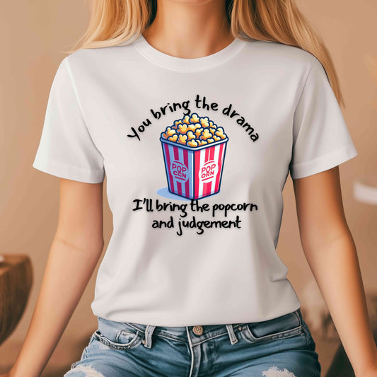 Drama Popcorn T-Shirt - Funny Movie Lover Gift, Unisex Graphic Tee, Comedy Shirt, Humor Apparel