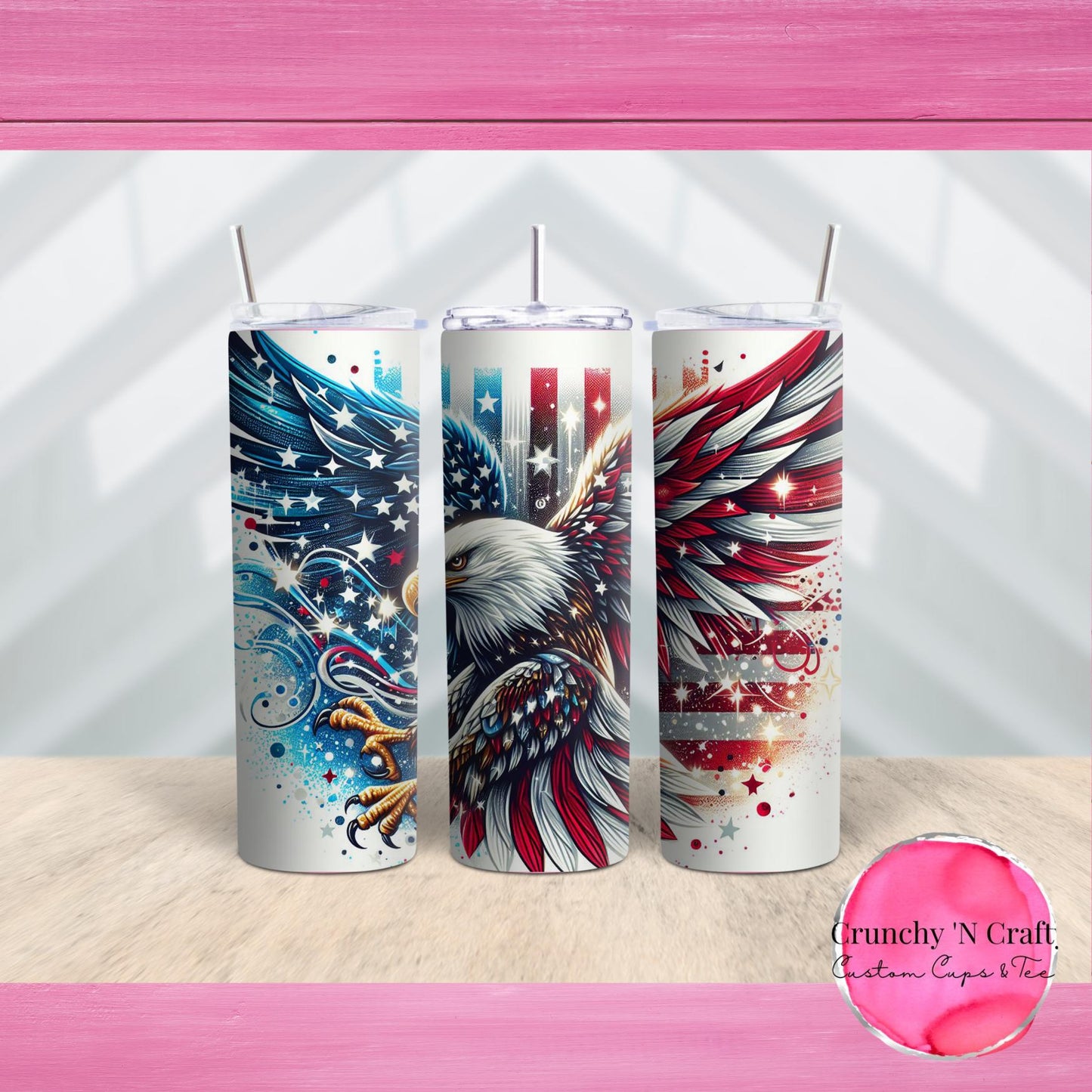 Patriotic Eagle 20 ounce tumbler cup