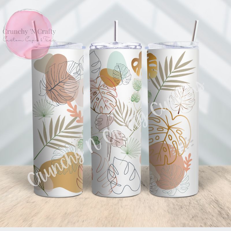 Boho monstera leaves 20-ounce tumbler/cup