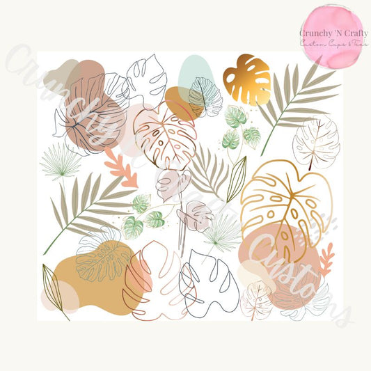 Boho monstera leaves 20-ounce tumbler/cup