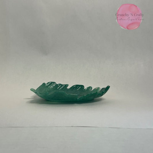 Monstera leaf epoxy trinket tray in green