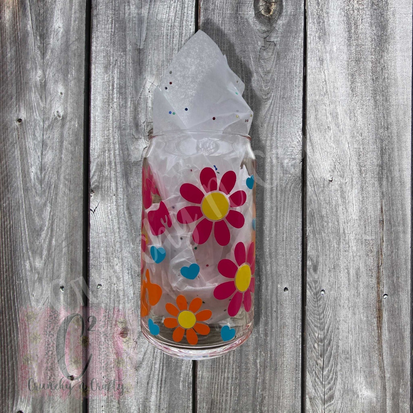 Groovy Choose Happy glass beer can cup 16 ounces