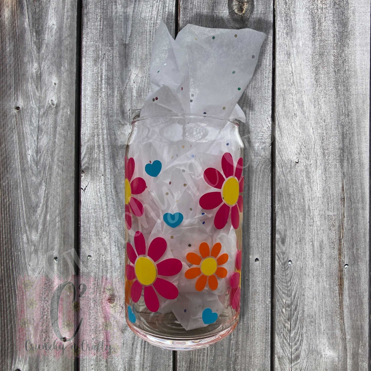 Groovy Choose Happy glass beer can cup 16 ounces