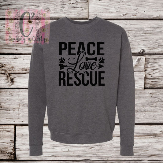 Peace Love Rescue dark heather long sleeve shirt