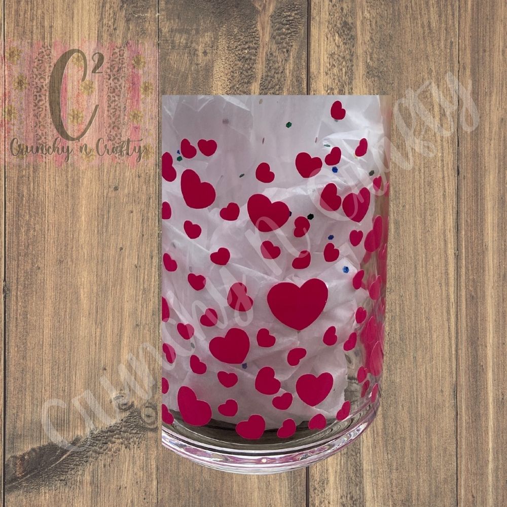 Scattered hearts libbey type beer can glass