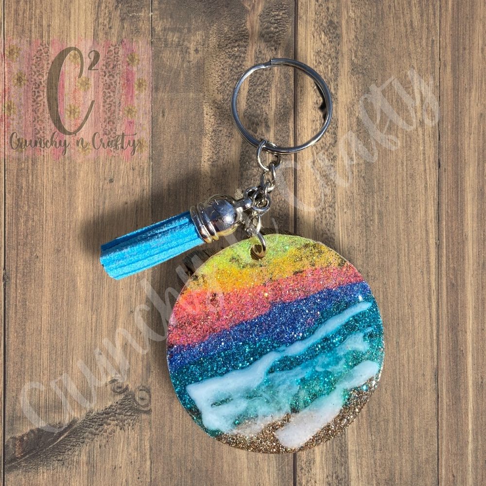Resting Beach Face Keychain with tassel