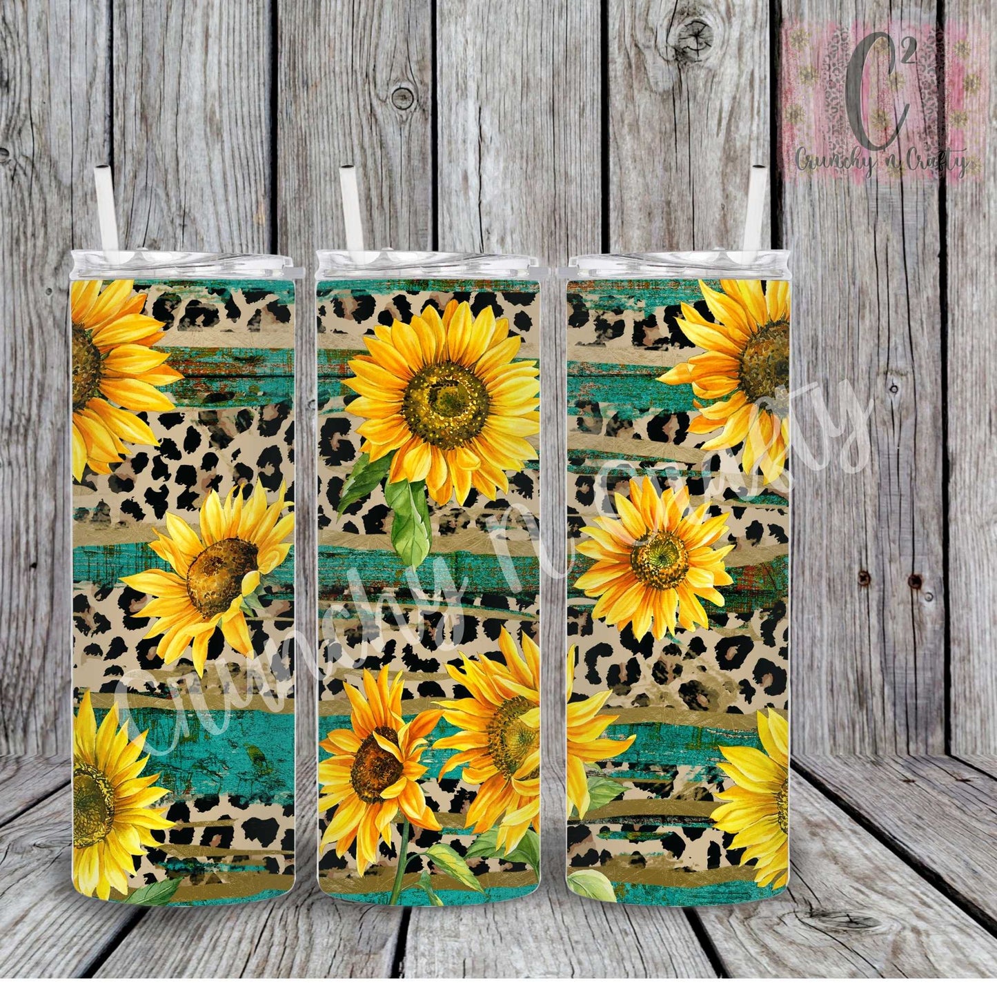 Sunflower leopard tumbler 20-ounce
