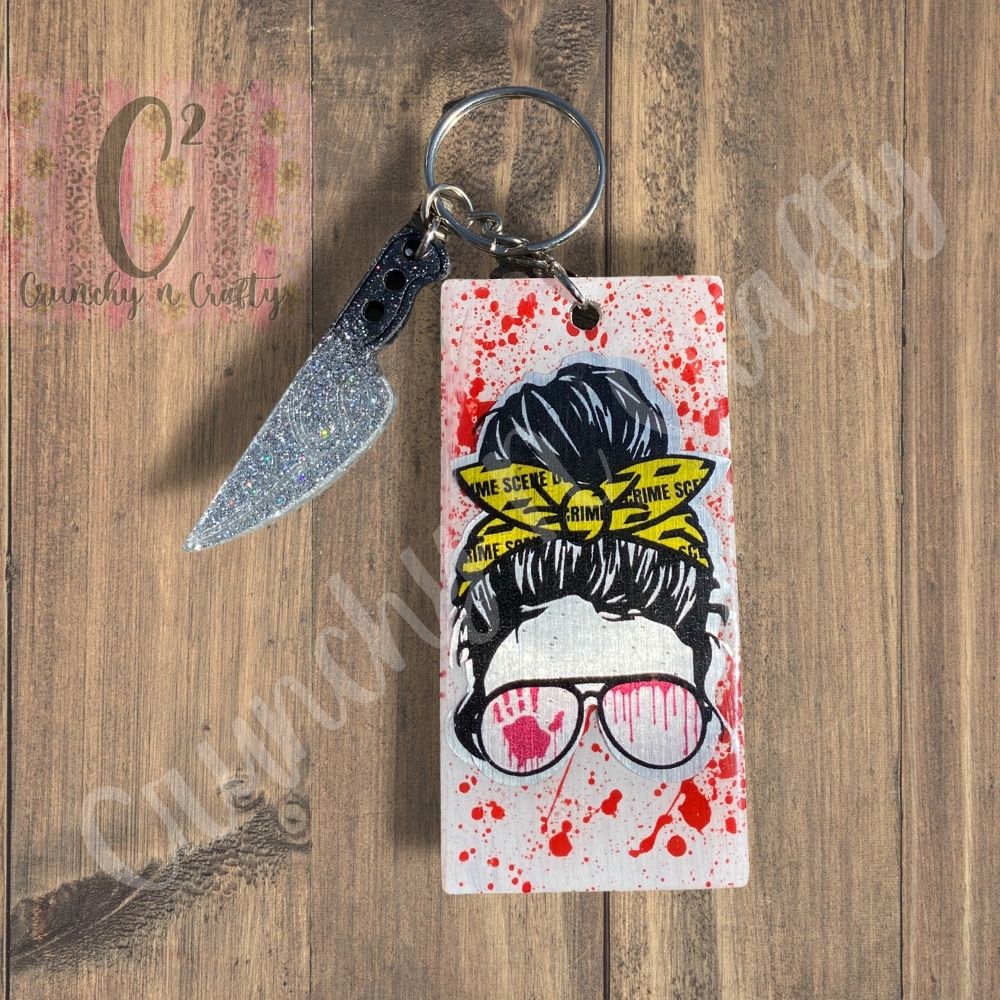 True crime Keychain with knife