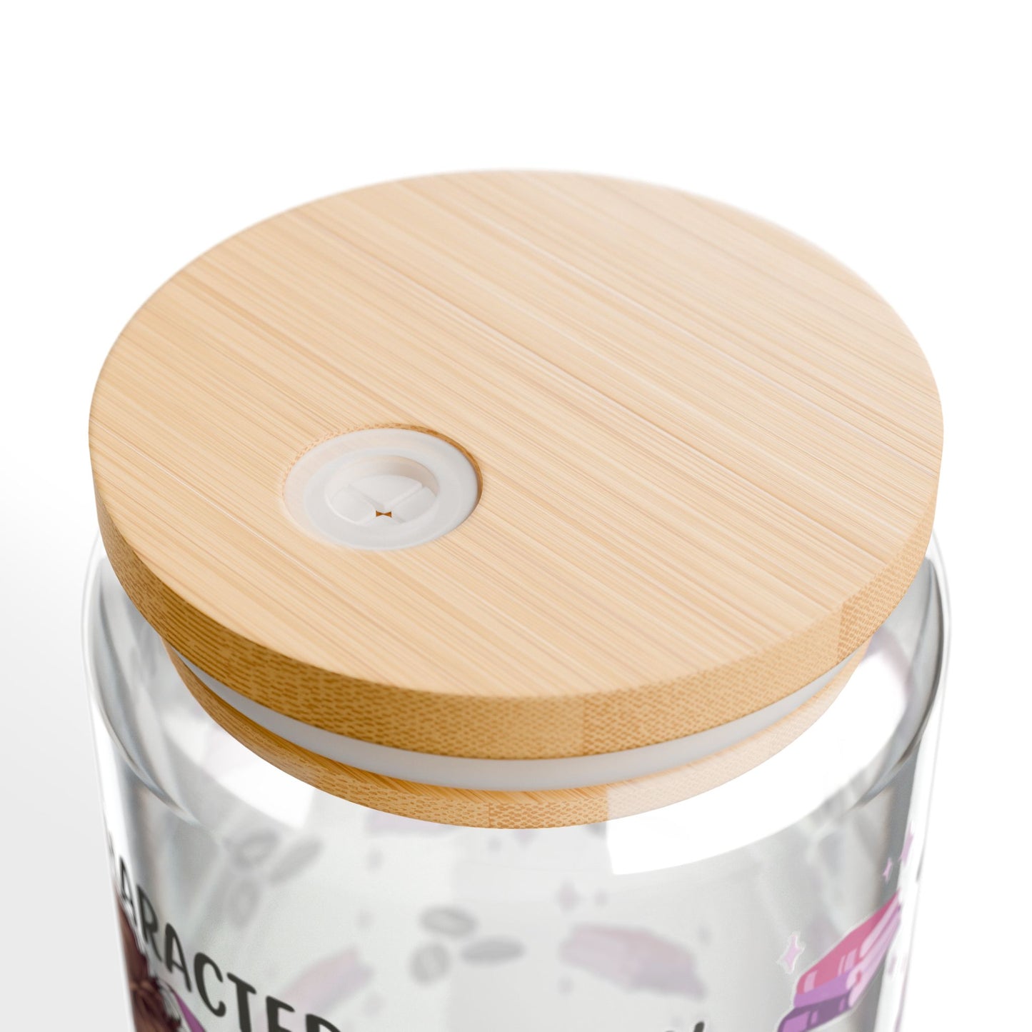 Main Character Energy Sipper Glass - 16oz Coffee & Books Design, 'Fueled by Caffeine'