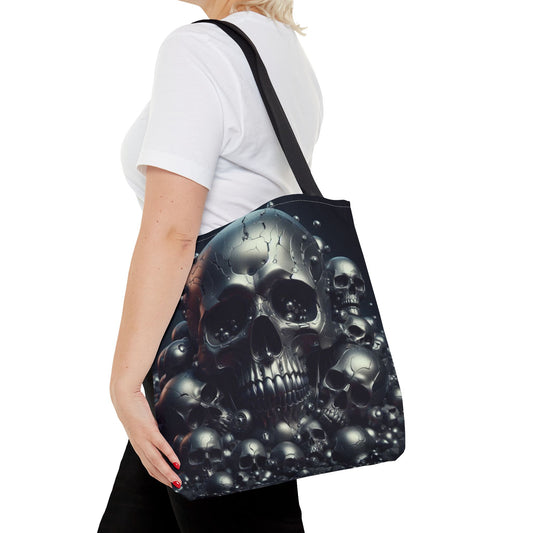 Metallic Skull Tote Bag 16x16 Dark Gothic Skull Aesthetic Carry-All
