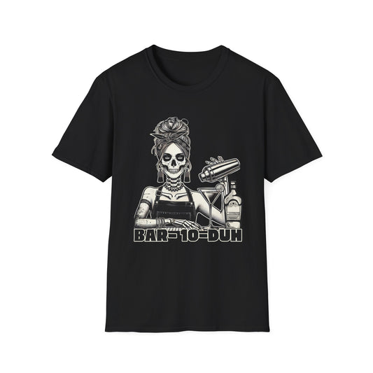 Bar-10-Duh Bartender Shirt | Funny Skeleton Bartender T-Shirt for Mixologists & Bar Lovers