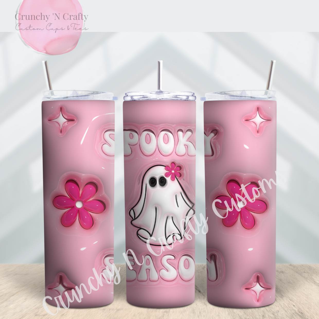 3D pink ghost 20 ounce tumbler cup