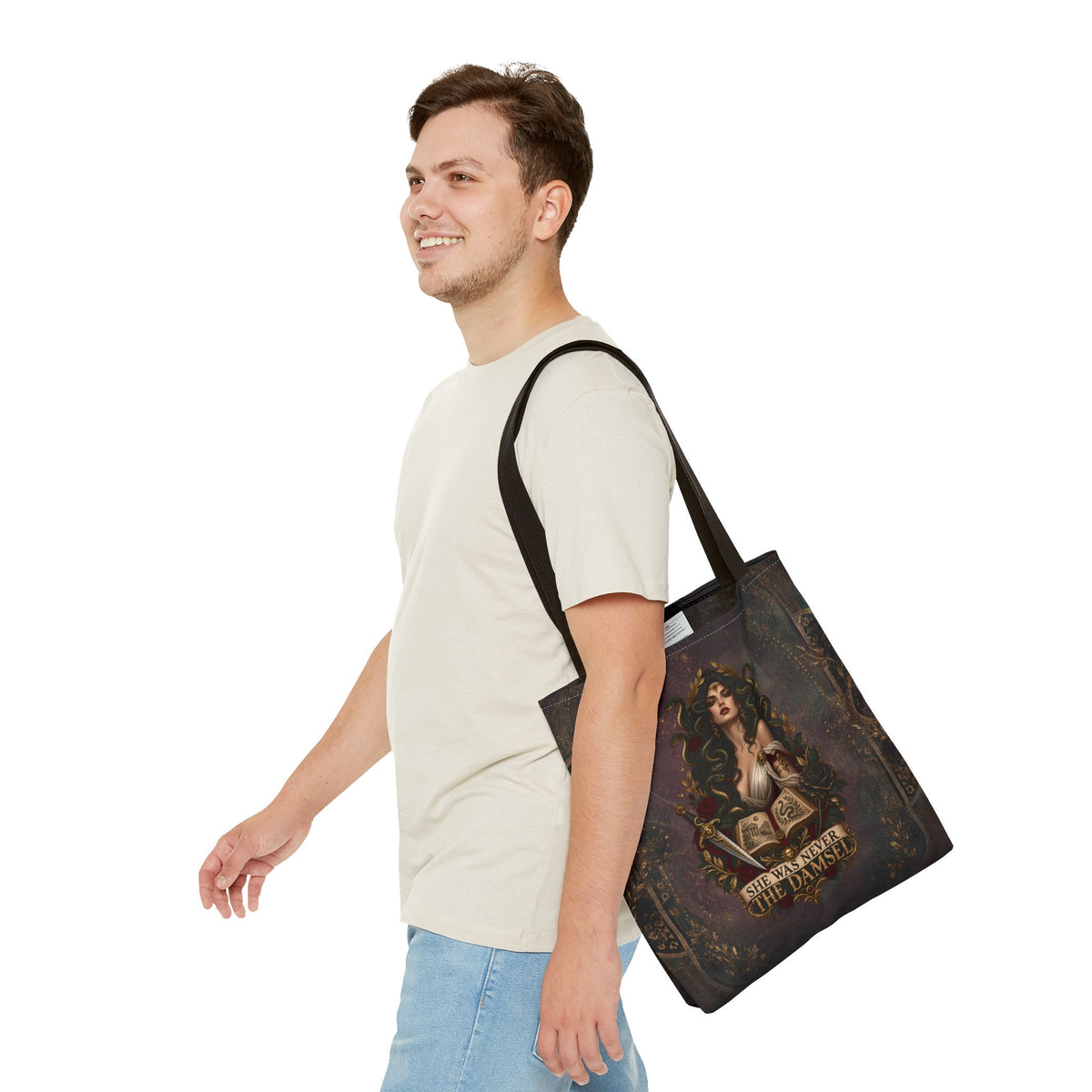 She Was Never the Damsel Medusa Tote Bag