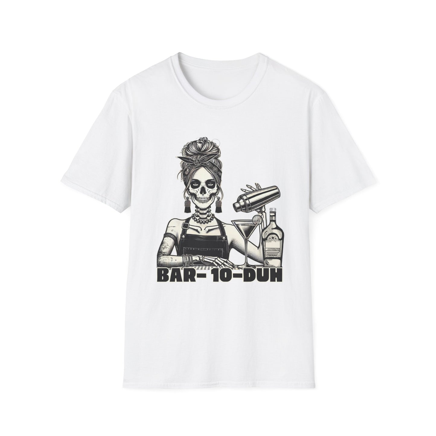 Bar-10-Duh Bartender Shirt | Funny Skeleton Bartender T-Shirt for Mixologists & Bar Lovers