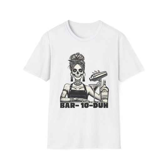 Bar-10-Duh Bartender Shirt | Funny Skeleton Bartender T-Shirt for Mixologists & Bar Lovers