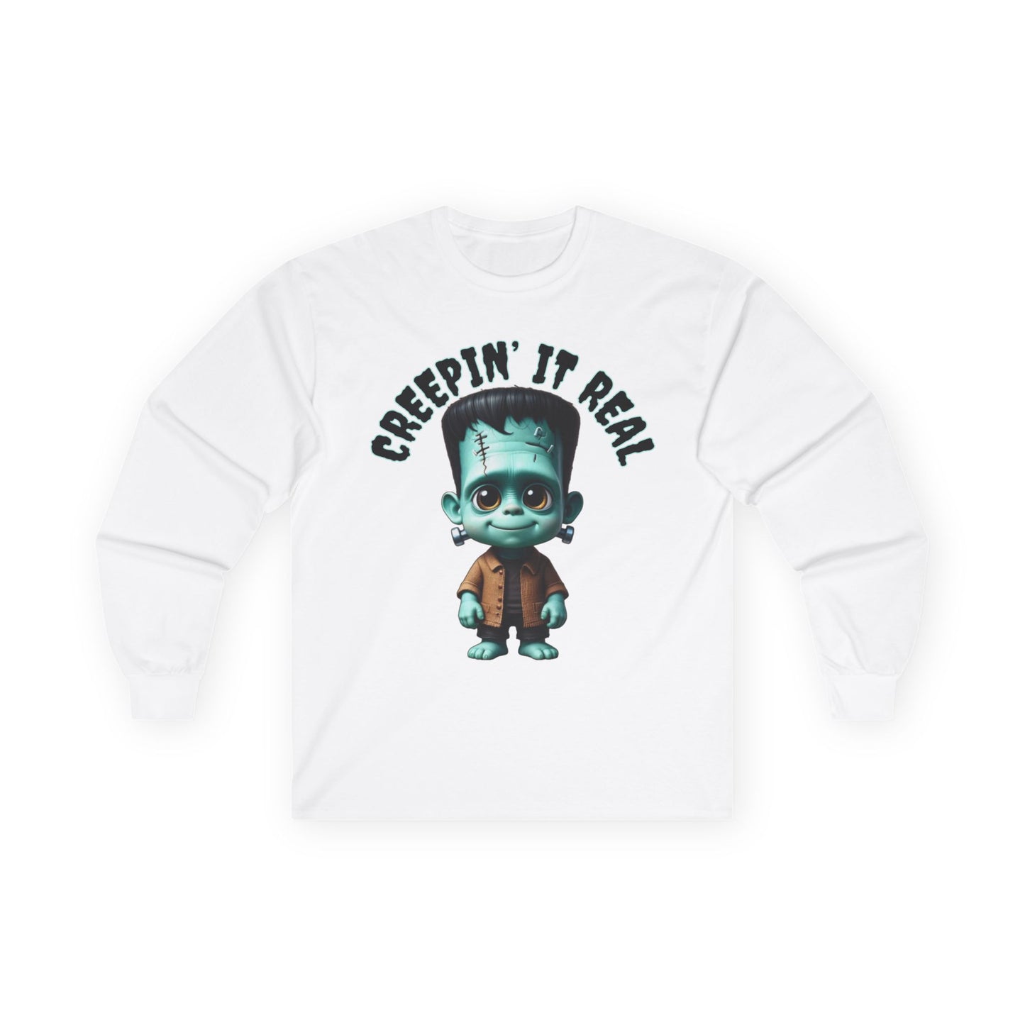 Creepin’ It Real Frankenstein Long Sleeve Shirt – Cute Funny Halloween Graphic Tee