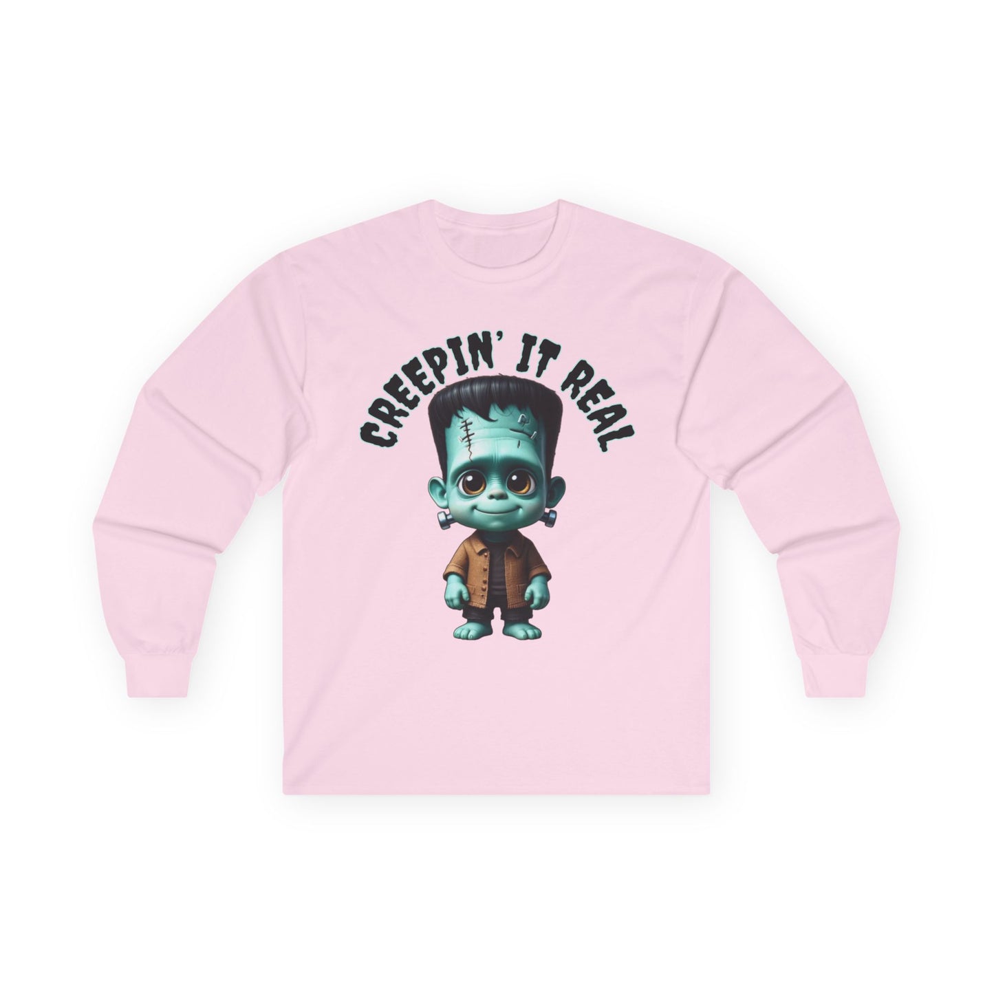 Creepin’ It Real Frankenstein Long Sleeve Shirt – Cute Funny Halloween Graphic Tee