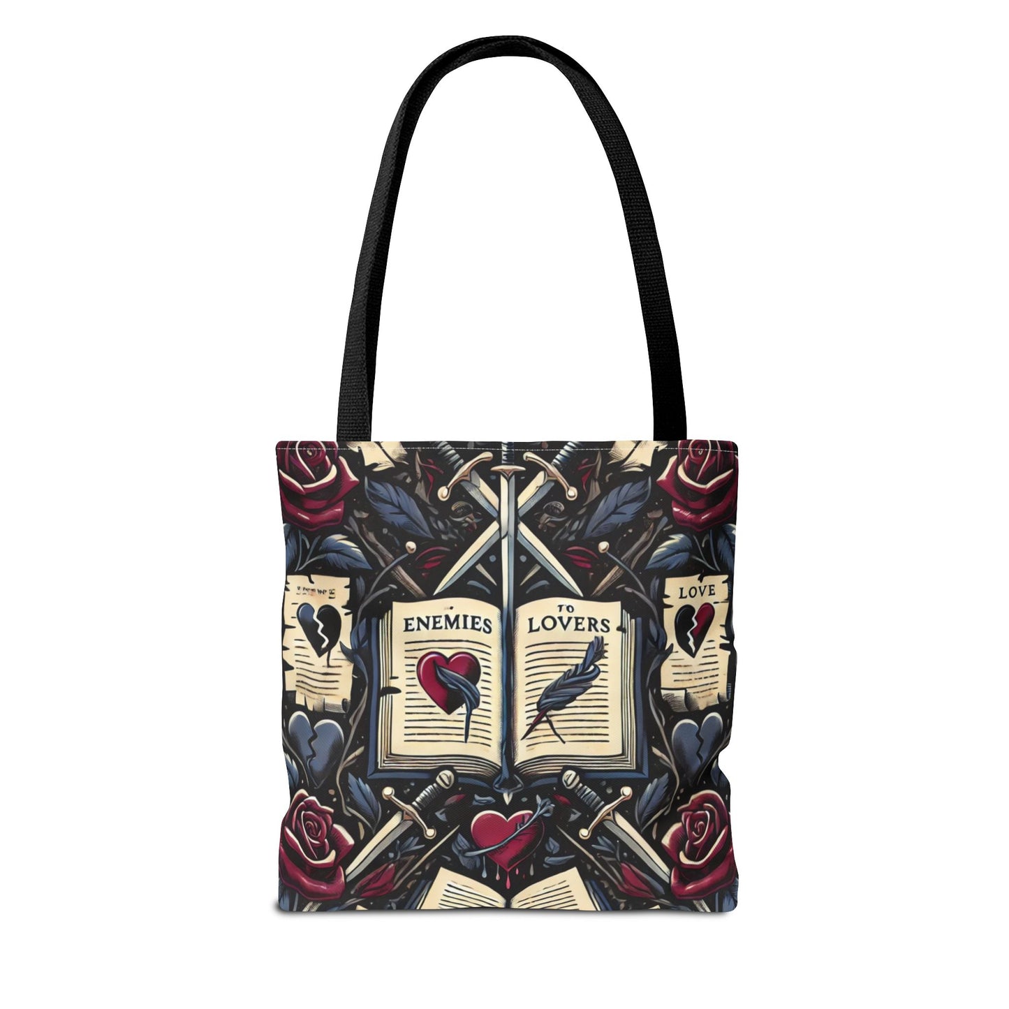 Enemies to Lovers Tote Bag 13x13 Bookish Romance Trope Bag for Readers & Dark Academia Fans