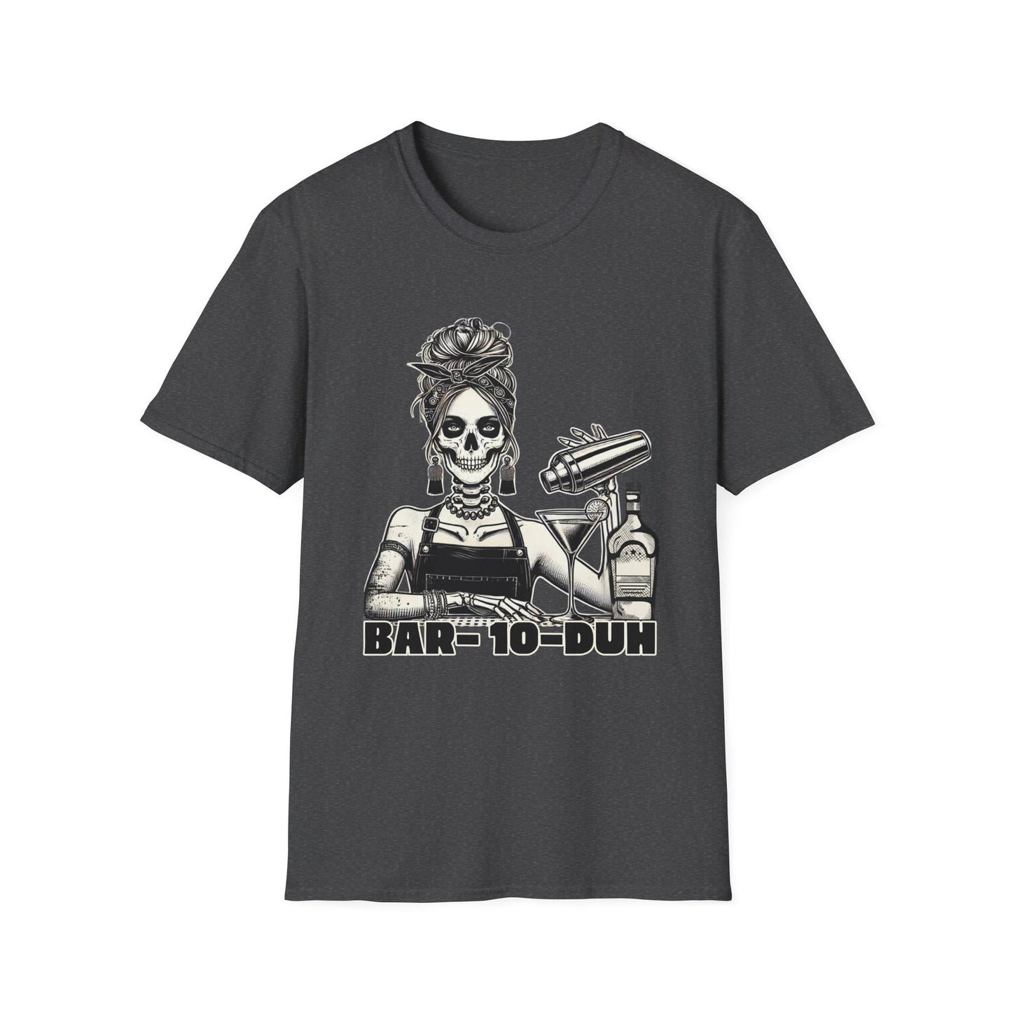 Bar-10-Duh Bartender Shirt | Funny Skeleton Bartender T-Shirt for Mixologists & Bar Lovers