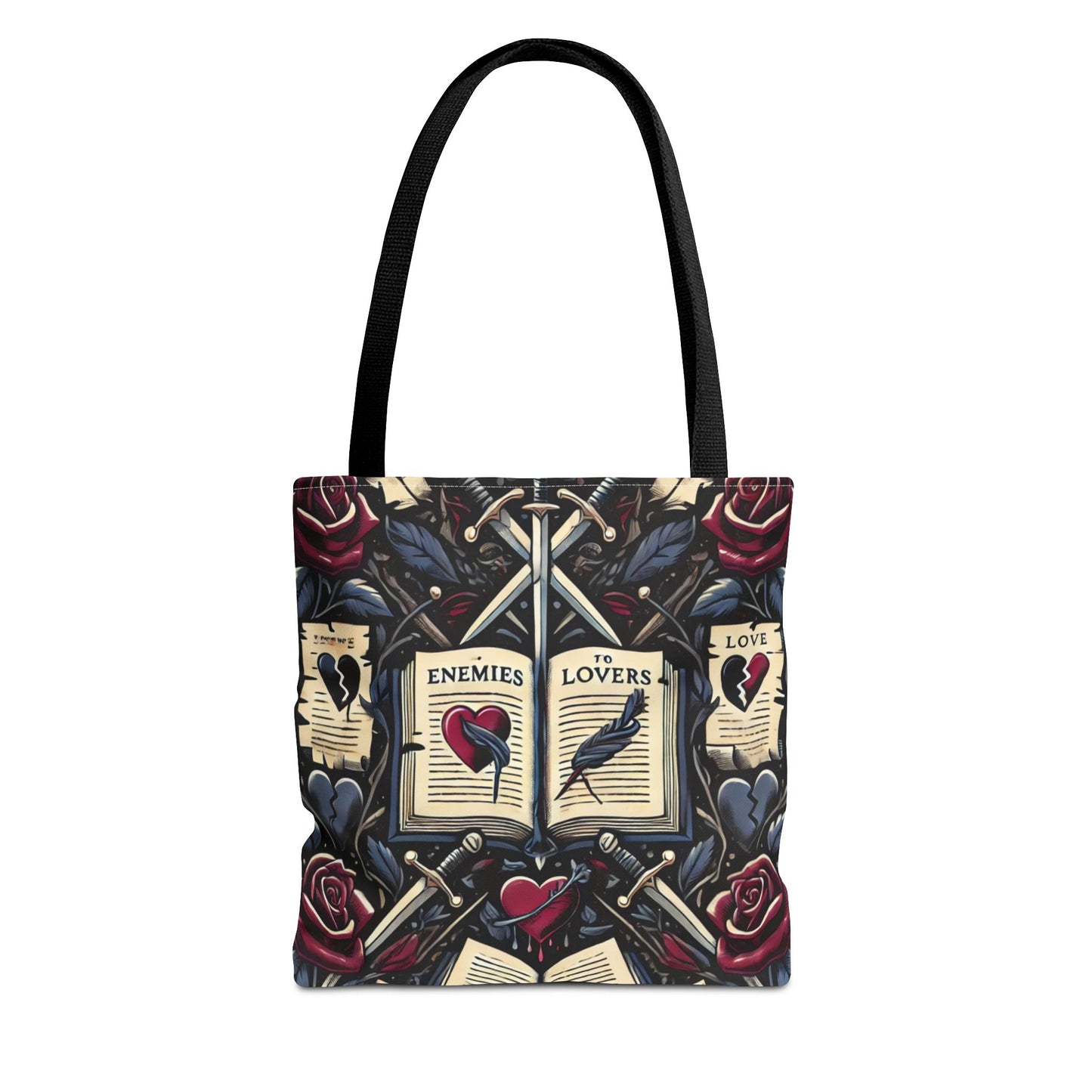 Enemies to Lovers Tote Bag 13x13 Bookish Romance Trope Bag for Readers & Dark Academia Fans