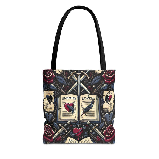 Enemies to Lovers Tote Bag 13x13 Bookish Romance Trope Bag for Readers & Dark Academia Fans