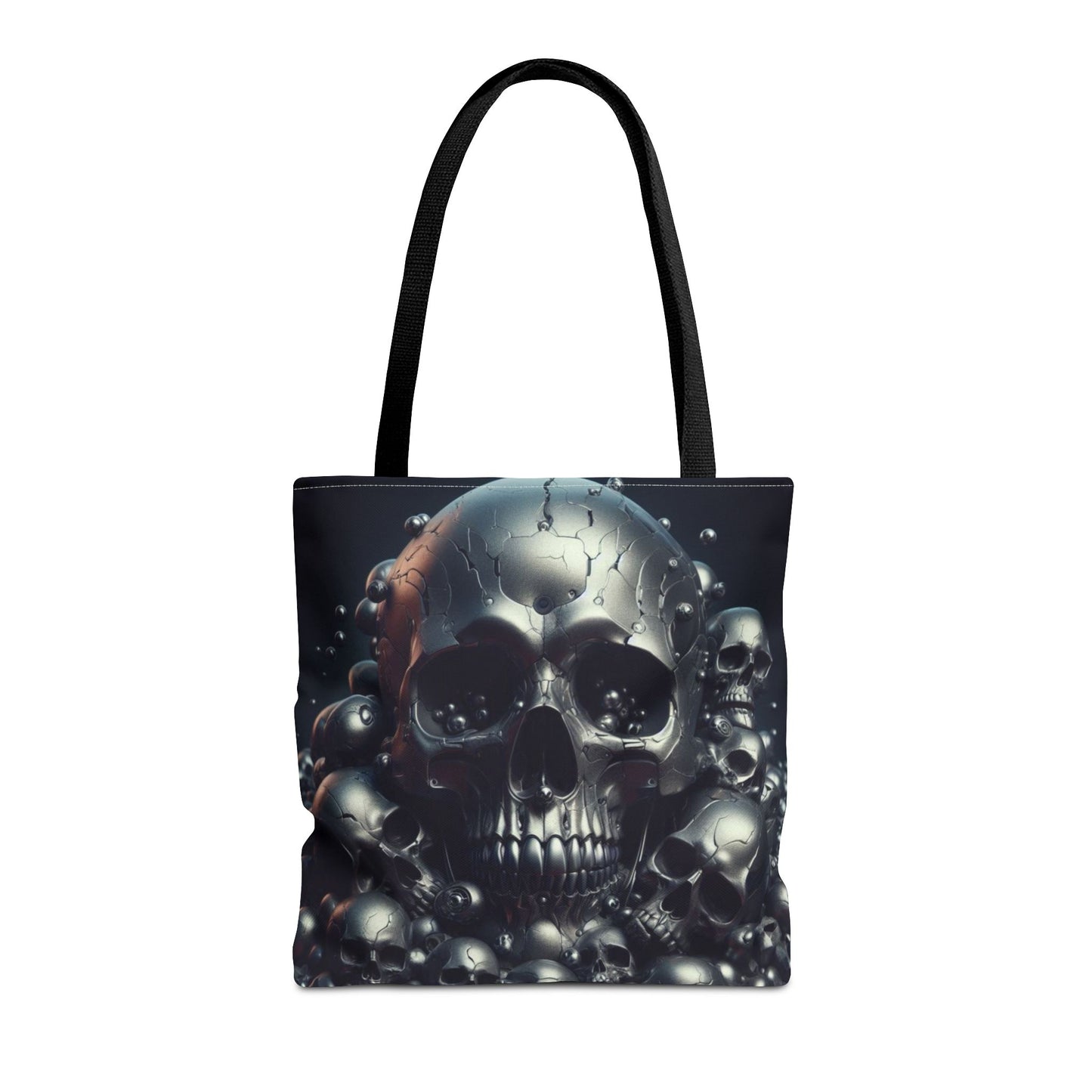 Metallic Skull Tote Bag 16x16 Dark Gothic Skull Aesthetic Carry-All