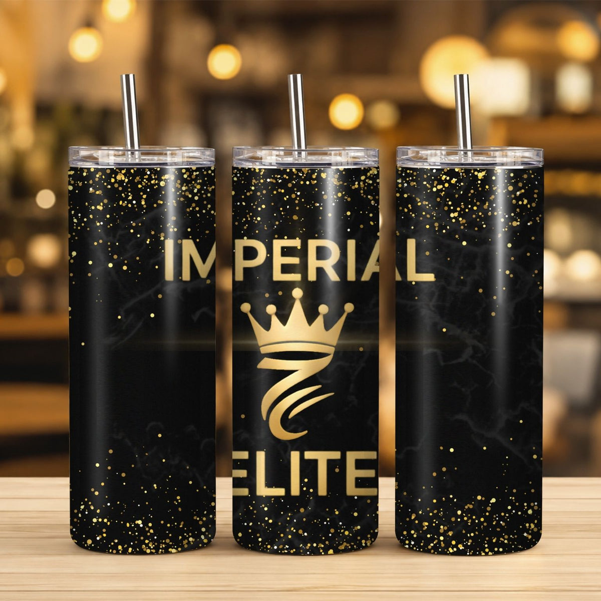Imperial Elite Gold Glitter Tumbler – 20 oz