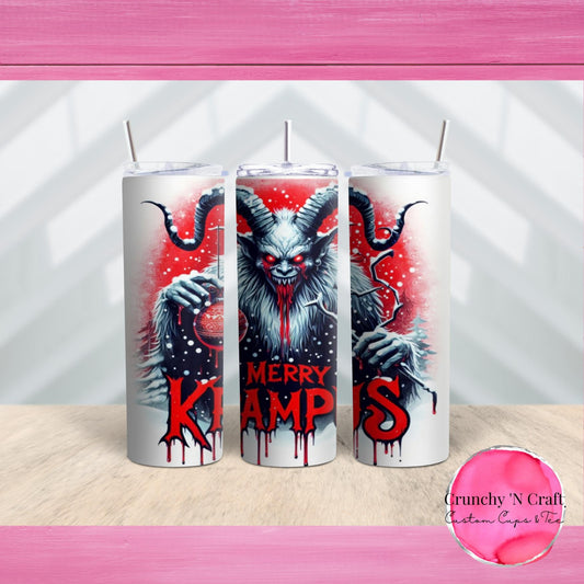 Merry Krampus 20 ounce tumbler cup