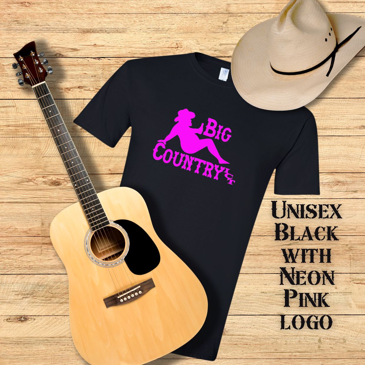 Big Country Black Tee with Hot Pink Logo