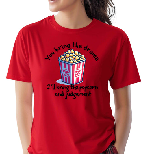 Drama Popcorn T-Shirt - Funny Movie Lover Gift, Unisex Graphic Tee, Comedy Shirt, Humor Apparel