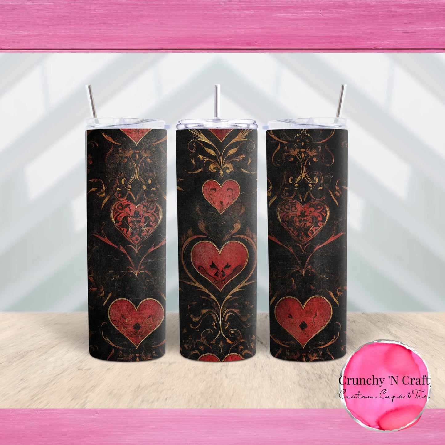 Gothic Hearts Valentine tumbler 20 ounce tumbler