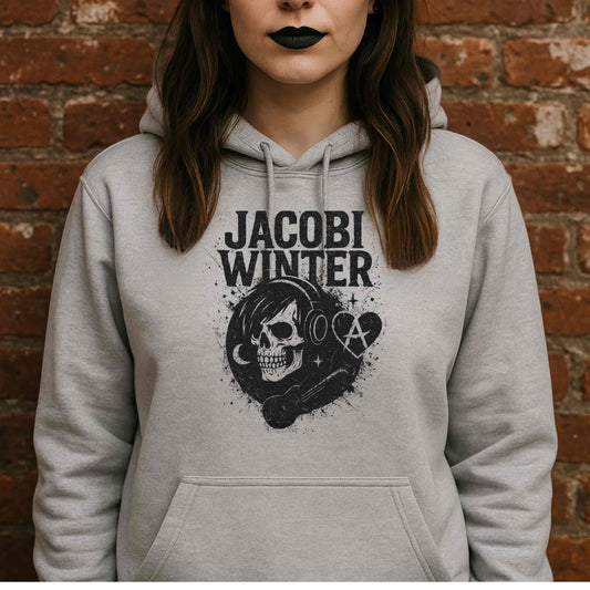 Jacobi Winter Logo Hoodie  Official Band Merch Unisex Sweatshirt in White & Grey with Free Shipping