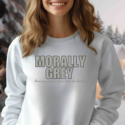 Morally Grey Long Sleeve Shirt | Bookish Unisex Bella + Canvas Top for Readers Who Love Imperfect Characters